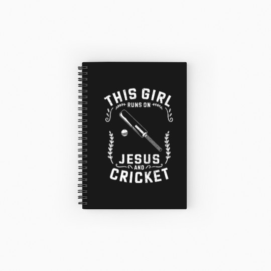 Christian This Girl Runs On Jesus And Cricket Spiral Notebooks   Ruled Line