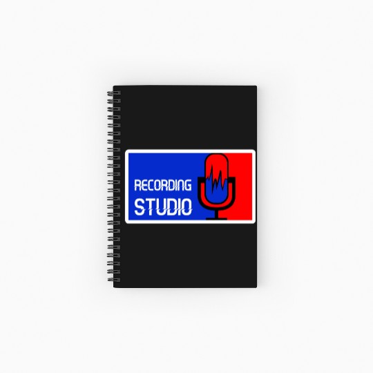 Recording Studio Logo Microphone Spiral Notebooks   Ruled Line