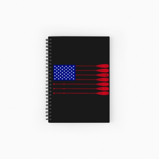 Cool Distressed American Flag Rowing Oar Funny Spiral Notebooks   Ruled Line