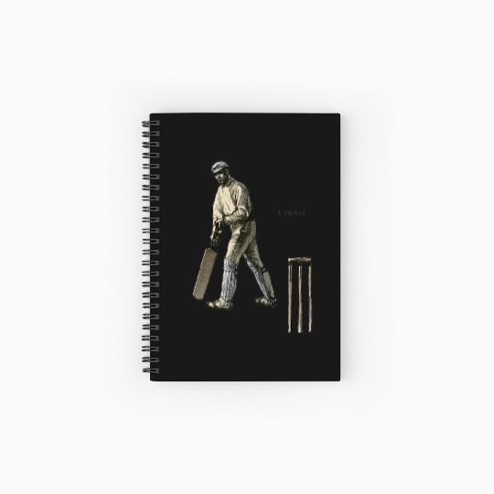 Vintage Cricket Player with a Bat and Wicket URM Spiral Notebooks   Ruled Line