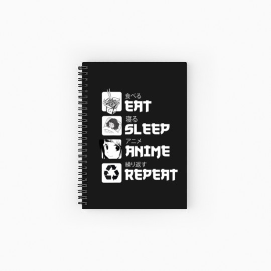 Awesome Anime Eat Sleep Anime Repeat Teenager Spiral Notebooks   Ruled Line