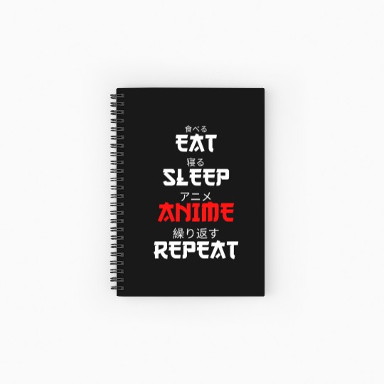 Japanese Anime Manga Otaku Eat Sleep Anime Repeat Spiral Notebooks   Ruled Line