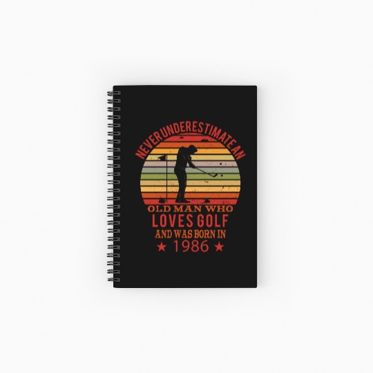 Golfing Golfplayers Vintage 1986 Birthday Spiral Notebooks   Ruled Line