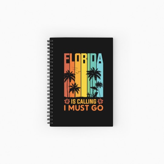 Florida Is Calling I Must Go Vintage Summer Beach Spiral Notebooks   Ruled Line