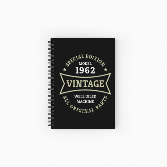 Born 1962 Vintage 60 Year Old 60th Birthday Gifts Spiral Notebooks   Ruled Line