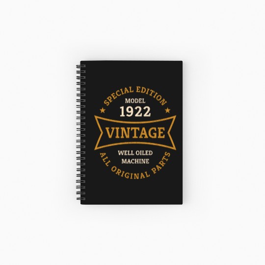 Born 1922 Vintage 100 Year Old 100th Birthday Gift Spiral Notebooks   Ruled Line