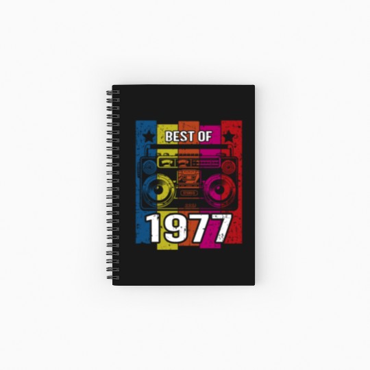 Best of 1977 Stereo Radio Cassette Player Birthday Spiral Notebooks   Ruled Line