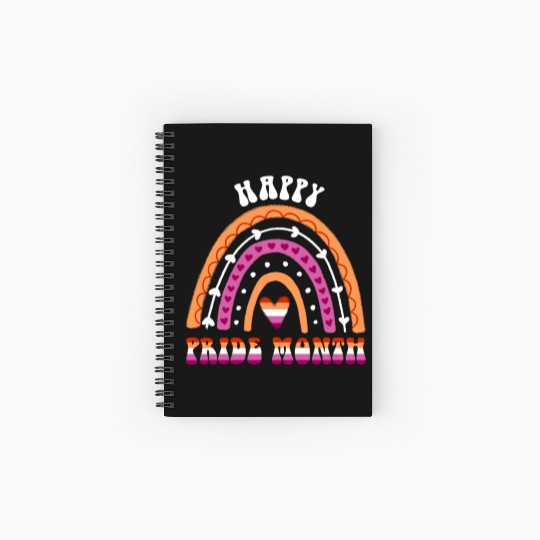 Happy Pride Month Lesbian Rainbow Spiral Notebooks   Ruled Line