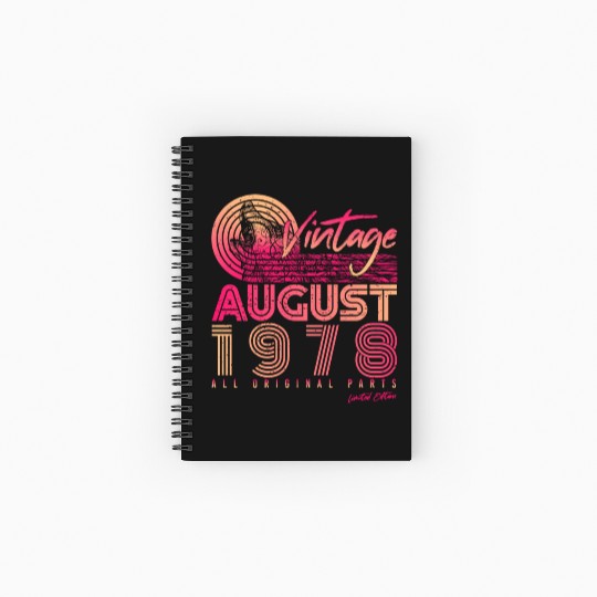 Retro 1978 In August Spiral Notebooks   Ruled Line
