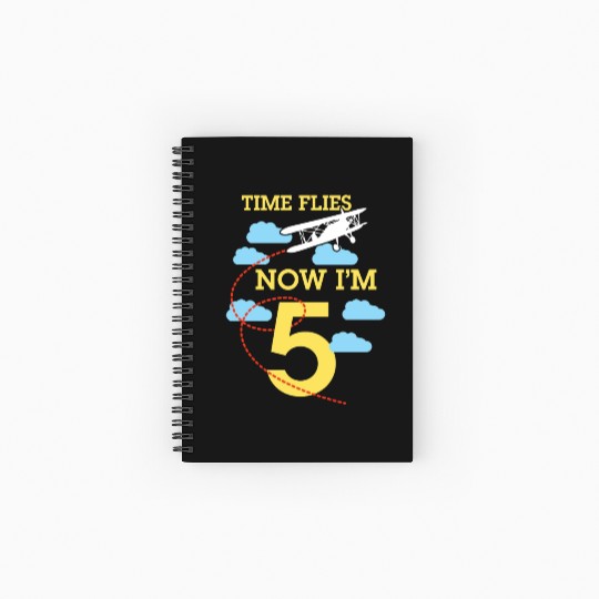 5th Birthday Boys Airplane 5 year old Birthday Spiral Notebooks   Ruled Line