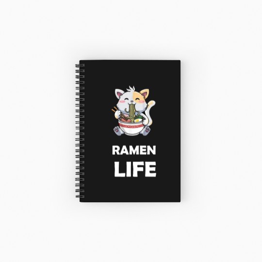 ramen life cat eat Spiral Notebooks   Ruled Line
