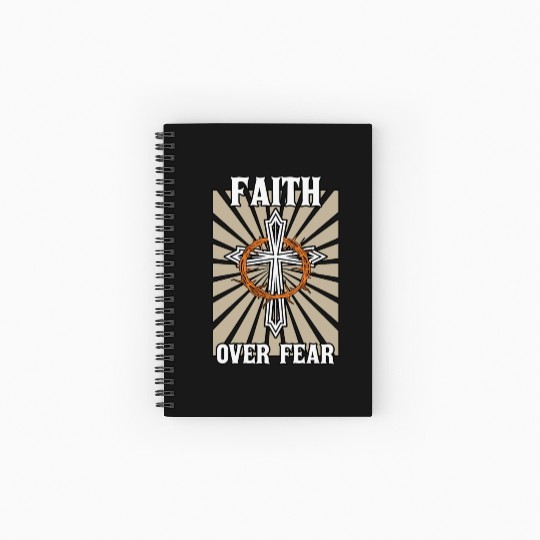 Jesus Christ Cross Faith Over Cross Graphic Design Spiral Notebooks   Ruled Line