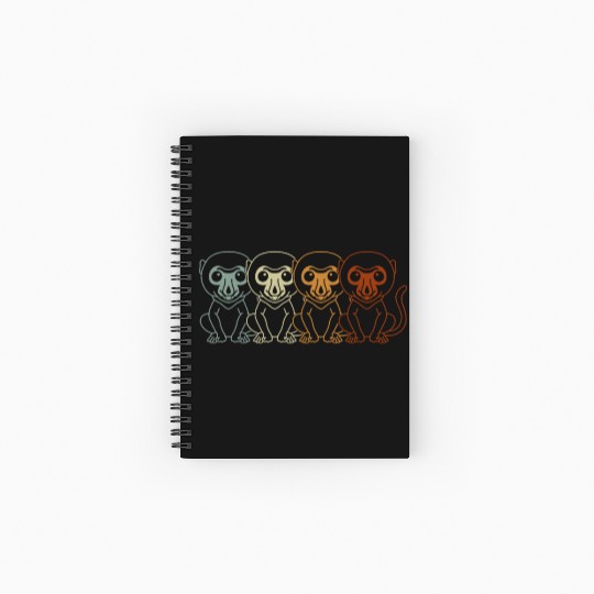 Retro Proboscis Monkey Ape Wildlife Zookeeper Spiral Notebooks   Ruled Line
