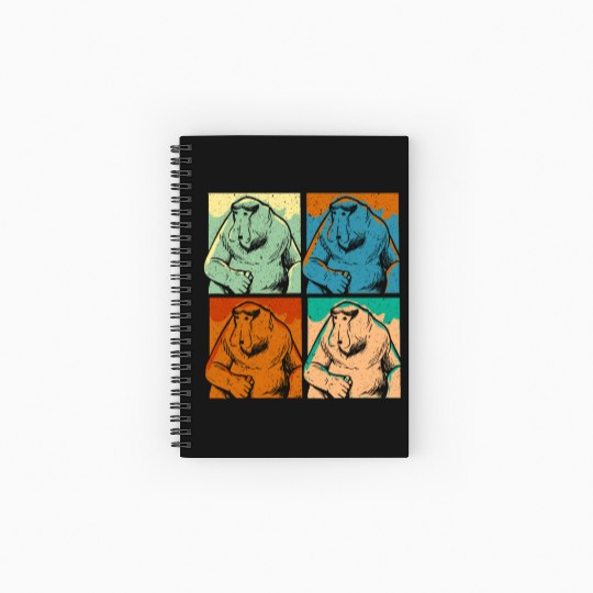 Retro Proboscis Monkey Ape Wildlife Zookeeper Spiral Notebooks   Ruled Line