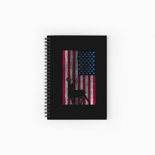 American Deer Hunter Patriotic Vintage design Flag Spiral Notebooks   Ruled Line