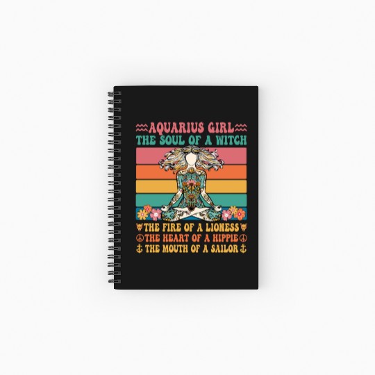 Aquarius Girl Astrology Sign Spiral Notebooks   Ruled Line