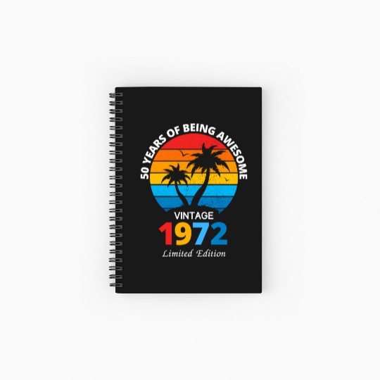 turning 50 birthday decorations men 50th bday 1972 Spiral Notebooks   Ruled Line