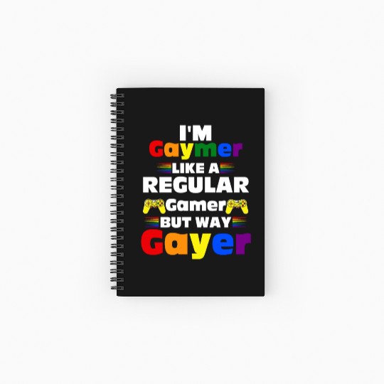 Funny Gaymer Gay Gamer Gayer - Pride Rainbow LGBT Spiral Notebooks   Ruled Line