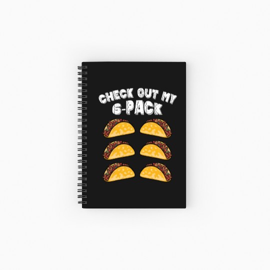 6 Pack Fitness Taco Funny Mexican Gym Taco Lovers Spiral Notebooks   Ruled Line