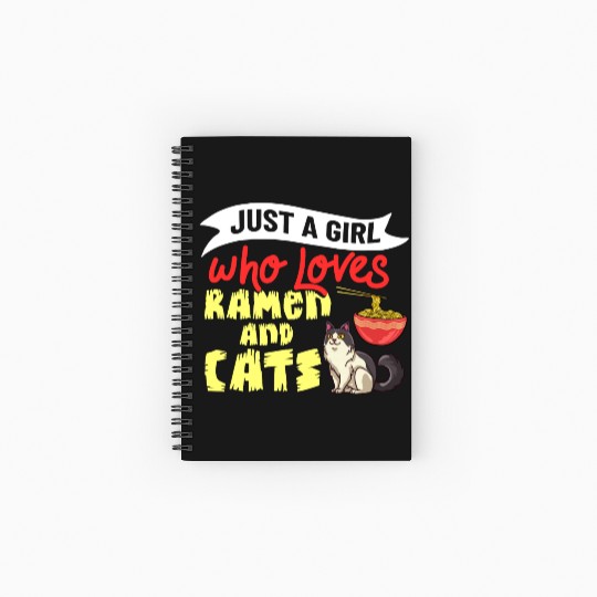 Ramen Cat Bowl Chicken Noodle Soup Japanese Spiral Notebooks   Ruled Line