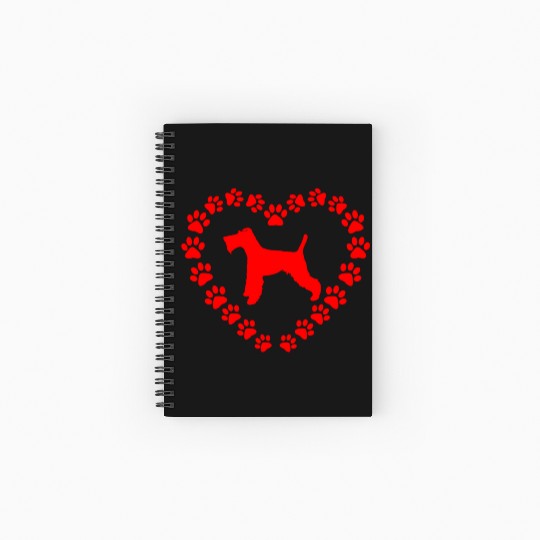 Wire Fox Terrier Mom Paw Heart Red Vector Spiral Notebooks   Ruled Line