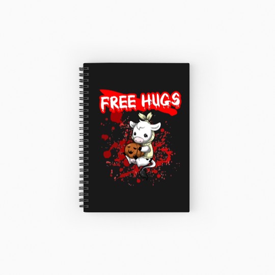 Free Hugs Halloween Sarcasm Scary Creepy Costume Spiral Notebooks   Ruled Line