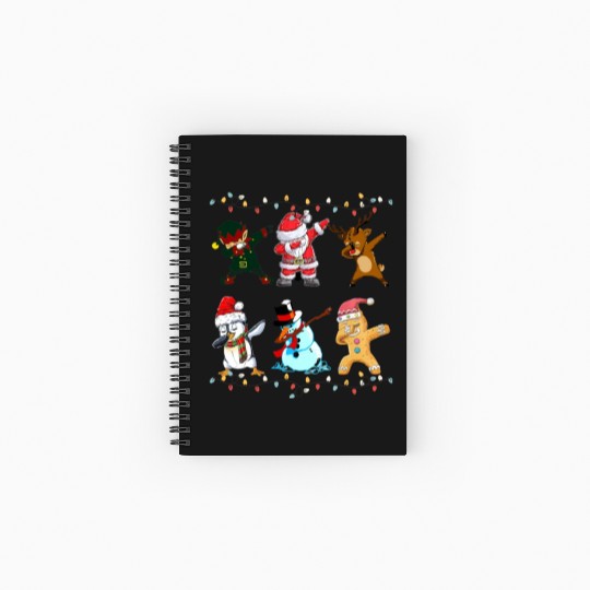 Funny Cute Dabbing Santa Elf Friends Christmas Mem Spiral Notebooks   Ruled Line