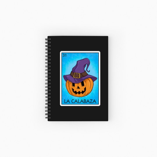 La Calabaza Pumpkin Card Mexican Lottery Card Spiral Notebooks   Ruled Line