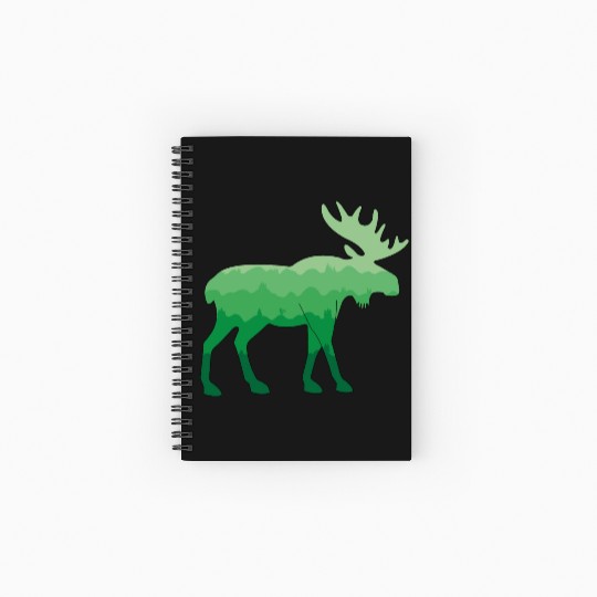 Moose and Mountain Biker (Green) Spiral Notebooks   Ruled Line