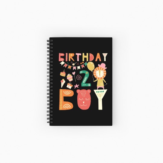 Birthday Boy Toddler Lion cartoon Outfit 2nd Years Spiral Notebooks   Ruled Line