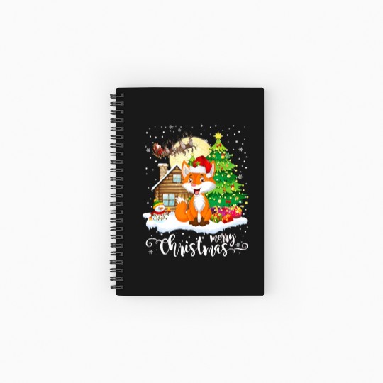 Funny Cute Fox Lover Merry Christmas Gift Spiral Notebooks   Ruled Line