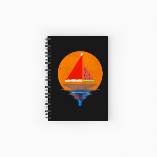 Sundown Sailing Ship Santas Hat Watermelon Spiral Notebooks   Ruled Line