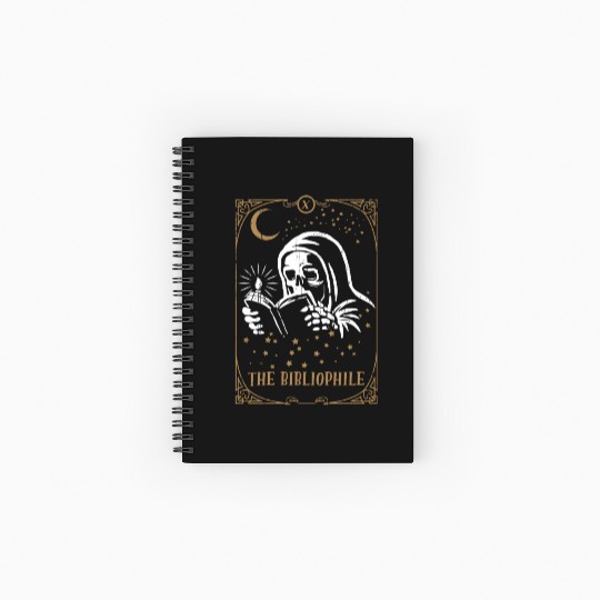 Skeleton Bibliophile Tarot Card Occult Club Gothic Spiral Notebooks   Ruled Line