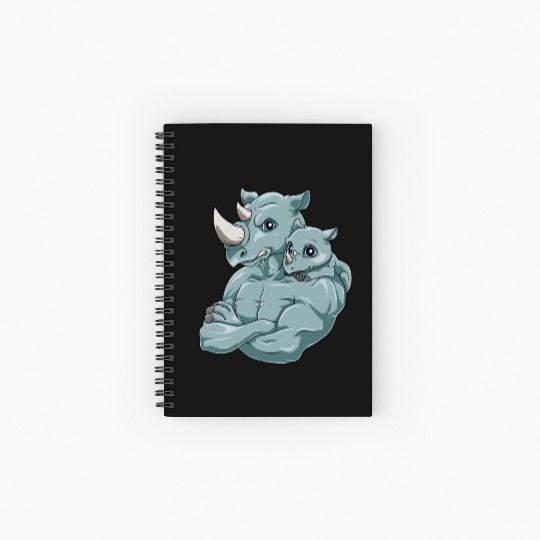 Strong Rhino with Rhino Kid for a Rhinoceros Spiral Notebooks   Ruled Line