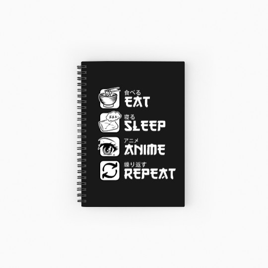 Eat Sleep Anime Repeat Japan Manga Spiral Notebooks   Ruled Line