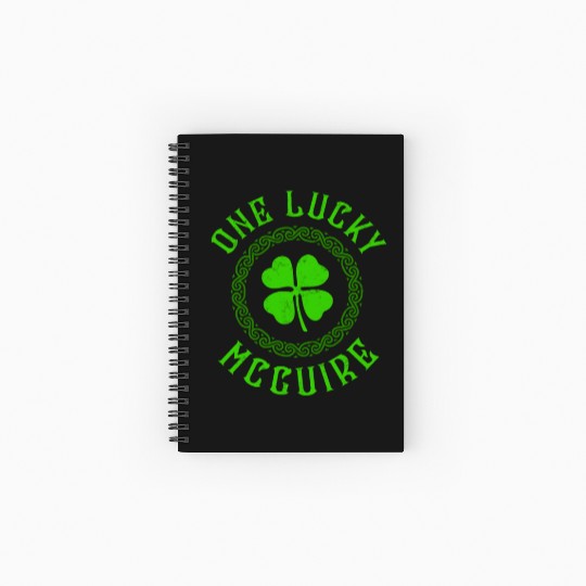 One Lucky McGuire Irish Family Four Leaf Clover Spiral Notebooks   Ruled Line