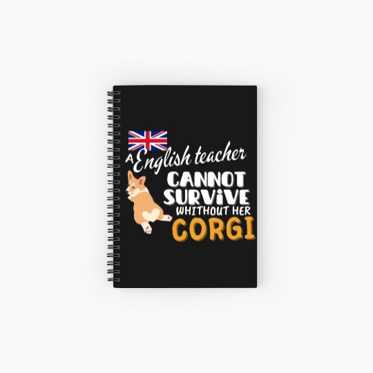English teacher gift idea for women dog Corgi Spiral Notebooks   Ruled Line