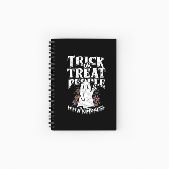 Trick or treat people with kindness - cute ghost Spiral Notebooks   Ruled Line