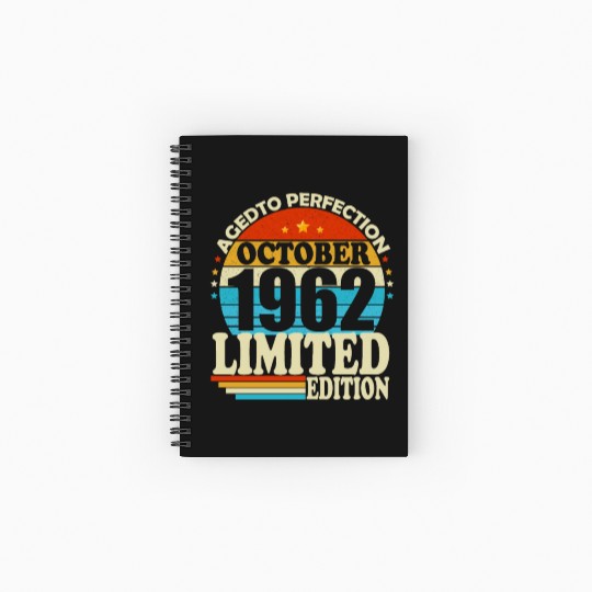 October 1962 Vintage Retro Birthday Gift Spiral Notebooks   Ruled Line