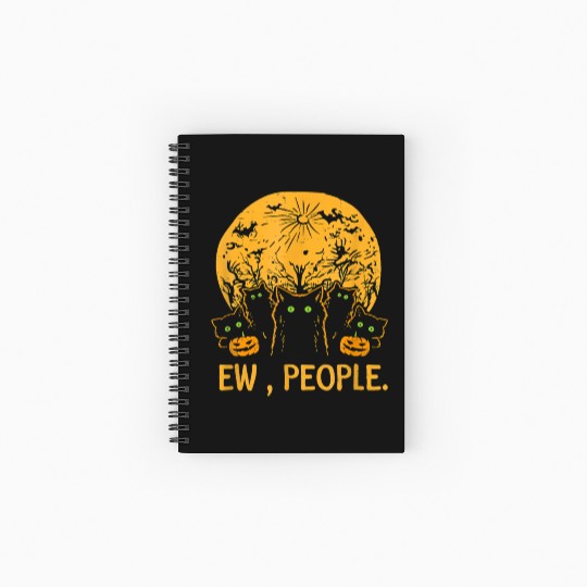 Happy Halloween Cat Kitty Funny Ew People Cat 33 Spiral Notebooks   Ruled Line