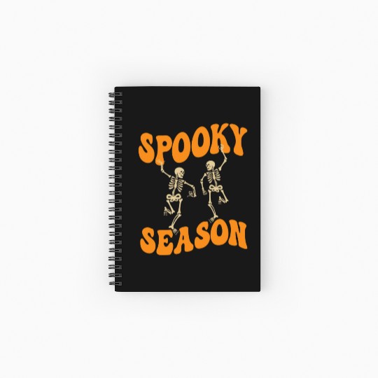Cute Spooky Season Dancing Skeletons Halloween Spiral Notebooks   Ruled Line