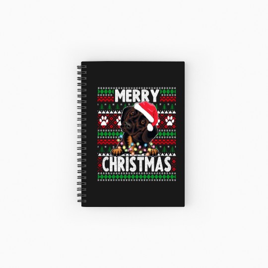 Cute Dog Pajama - Dachshund Dog Lover Christmas Spiral Notebooks   Ruled Line