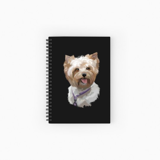 Cute Yorkshire Terrier Puppy Watercolor Painting Spiral Notebooks   Ruled Line