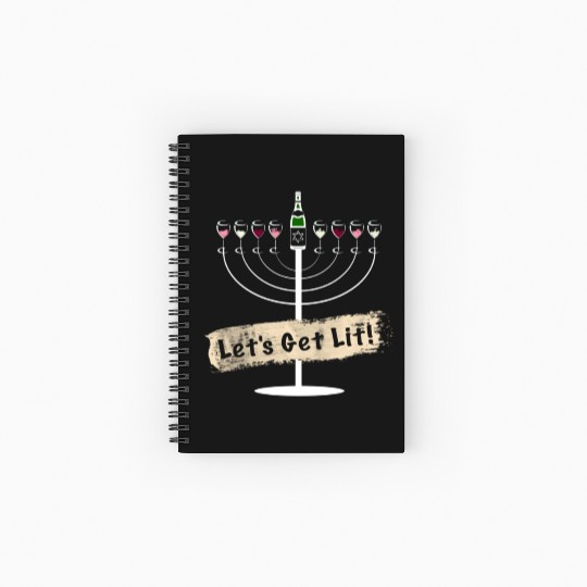 Let's Get Lit Wine Lovers Hanukkah Spiral Notebooks   Ruled Line