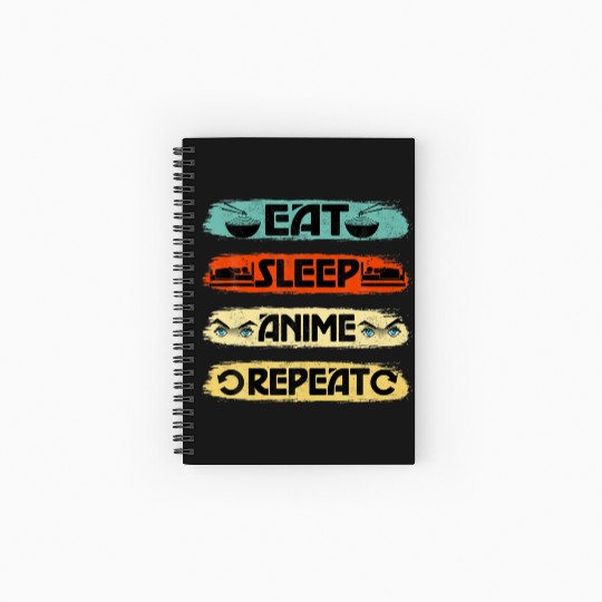 Eat Sleep Anime Repeat Ramen Kawaii Japanese Spiral Notebooks   Ruled Line