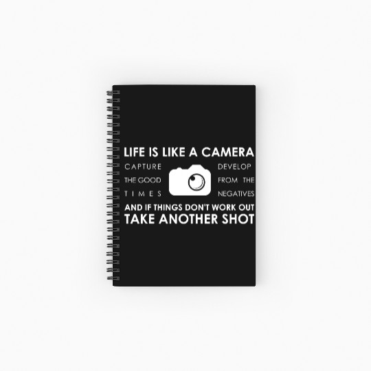 Photography Life is like a Camera Quote Photo Spiral Notebooks   Ruled Line