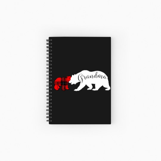 Grandma Bear Red Plaid Cub Mom Christmas Ladies Spiral Notebooks   Ruled Line