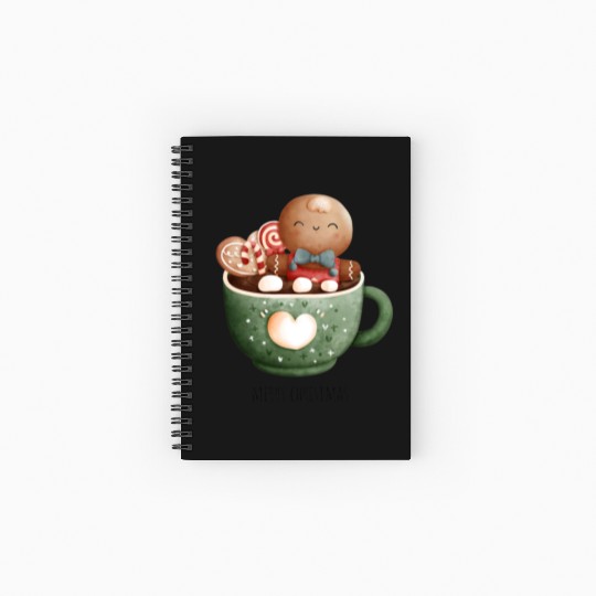 Christmas Gingerbread Graphic Spiral Notebooks   Ruled Line