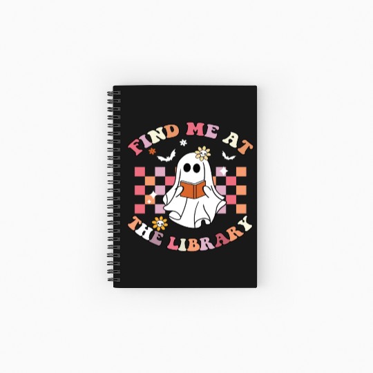 Find Me At The Library Funny School Books Libraria Spiral Notebooks   Ruled Line
