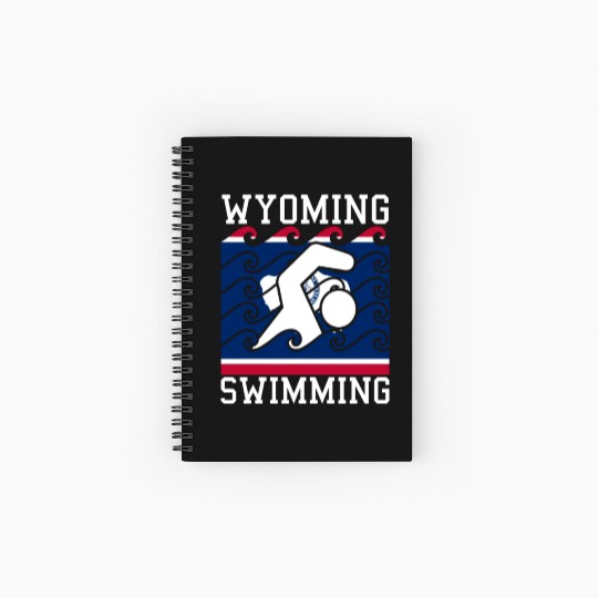 Wyoming Flag Swimming Team Swim Swimmer US State Spiral Notebooks   Ruled Line